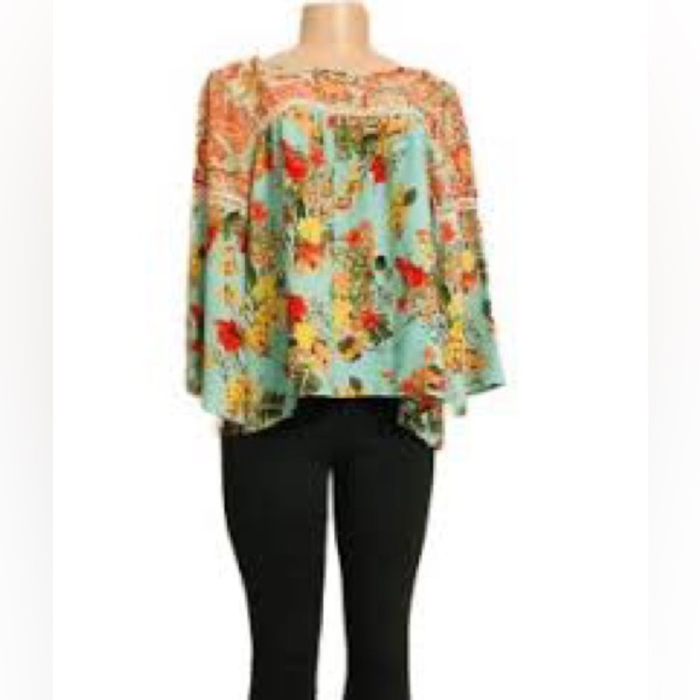 Fig & Flower  Floral Boho Tunic Top No Size Tag